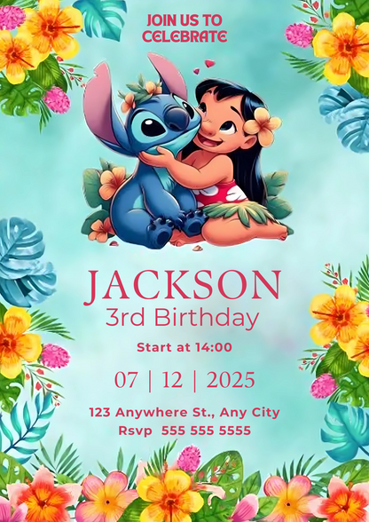Lilo And Stitch Birthday Invitation Template - CreativeRino