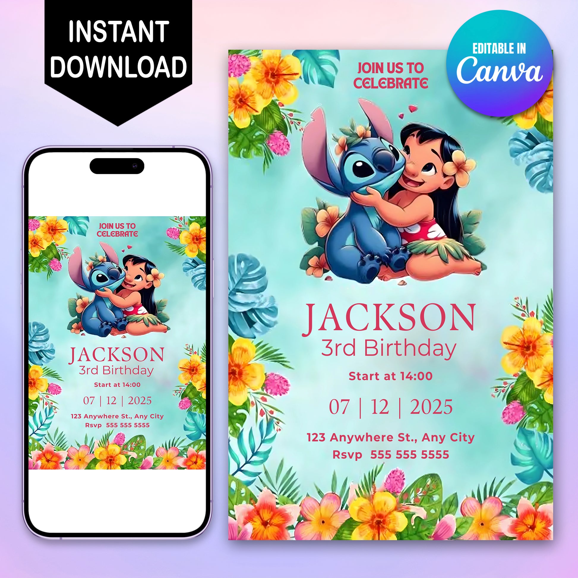Lilo And Stitch Birthday Invitation Template - CreativeRino