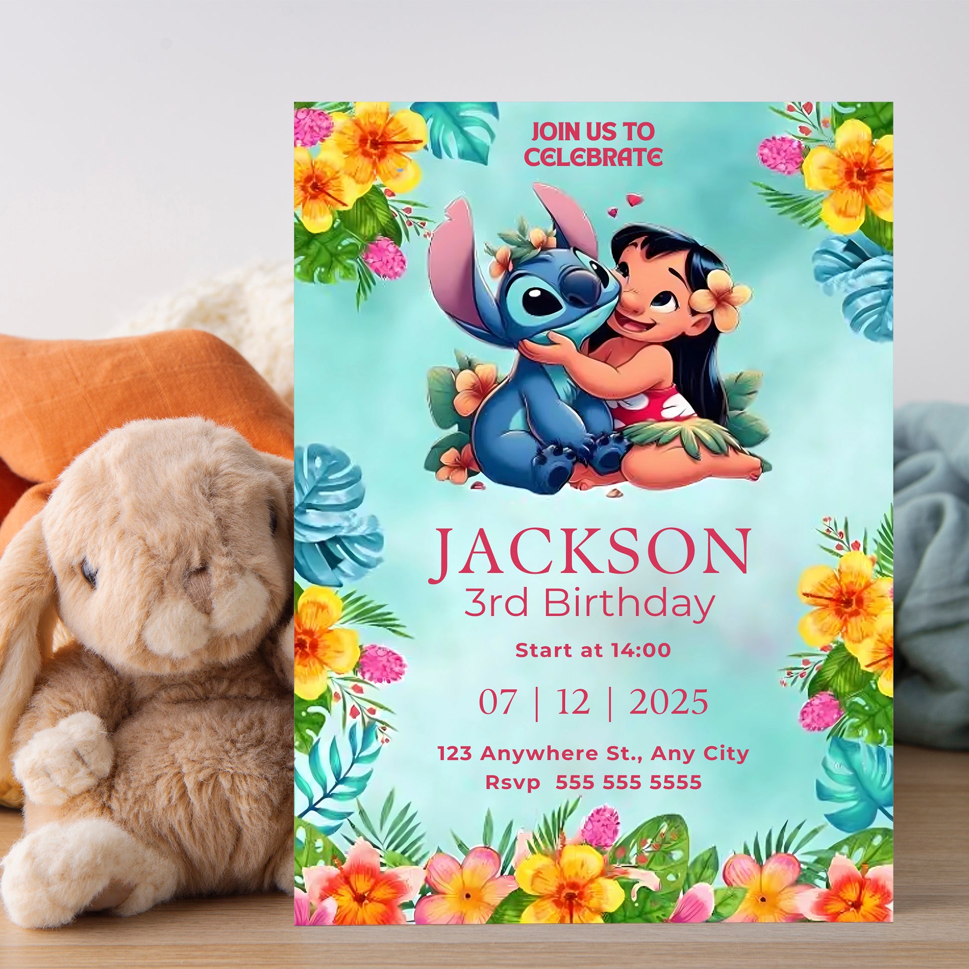 Lilo And Stitch Birthday Invitation Template - CreativeRino