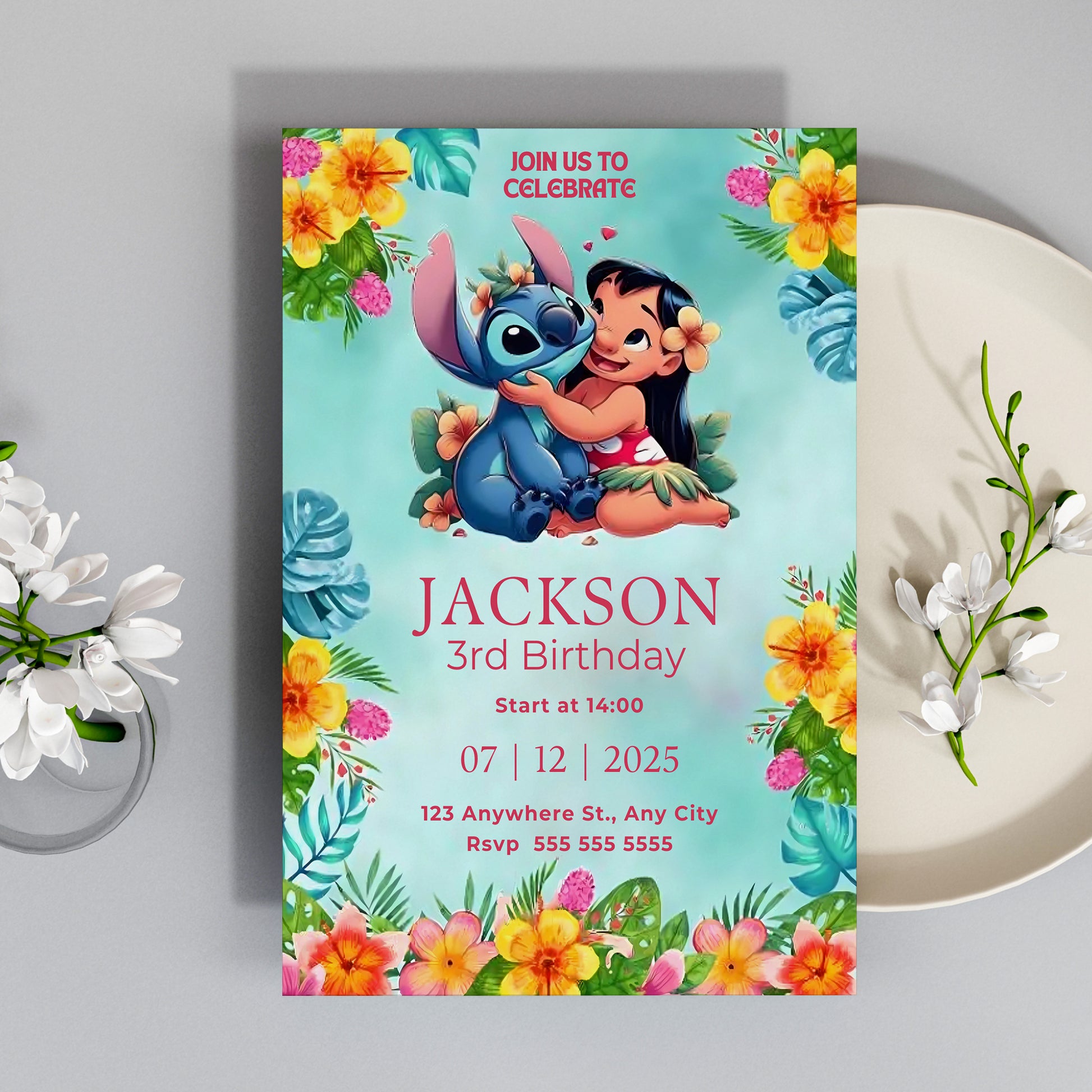 Lilo And Stitch Birthday Invitation Template - CreativeRino