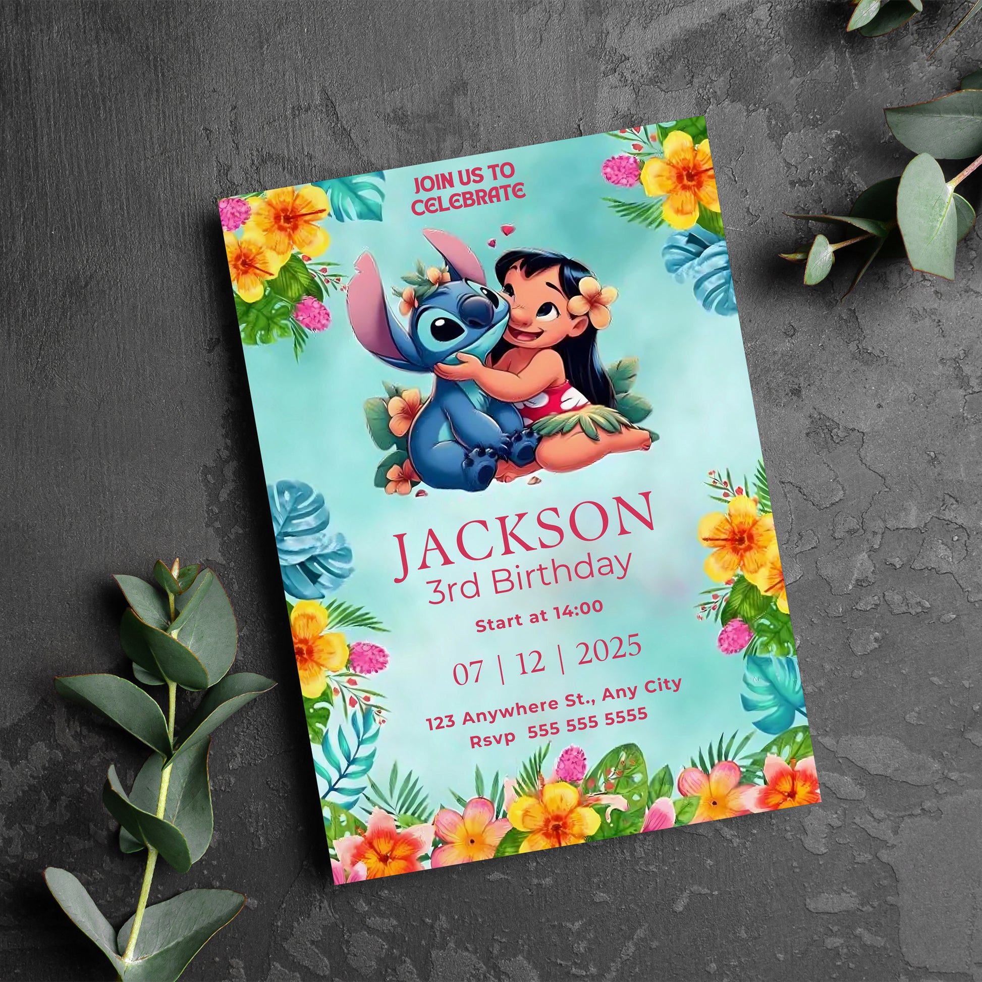 Lilo And Stitch Birthday Invitation Template - CreativeRino
