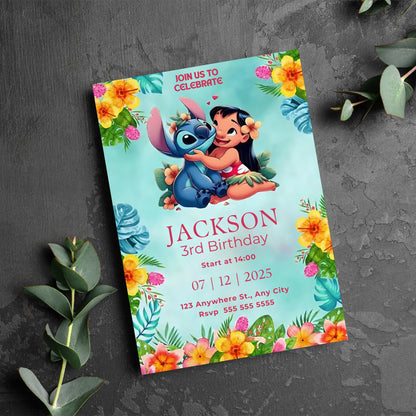 Lilo And Stitch Birthday Invitation Template - CreativeRino