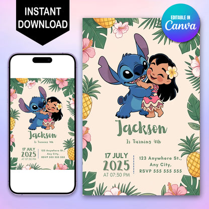 Lilo And Stitch Digital Invitation - CreativeRino