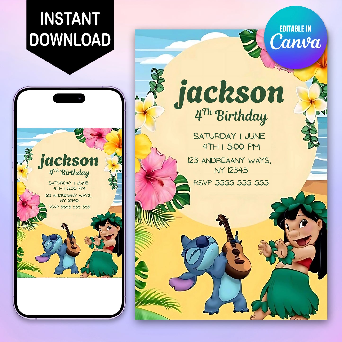 Lilo And Stitch Party Invite - CreativeRino