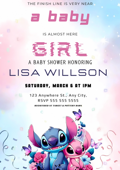 Lilo And Stitch Gender Reveal Invitations - CreativeRino
