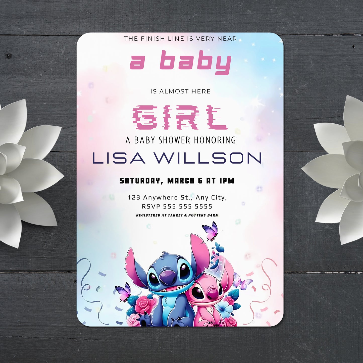 Lilo And Stitch Gender Reveal Invitations - CreativeRino