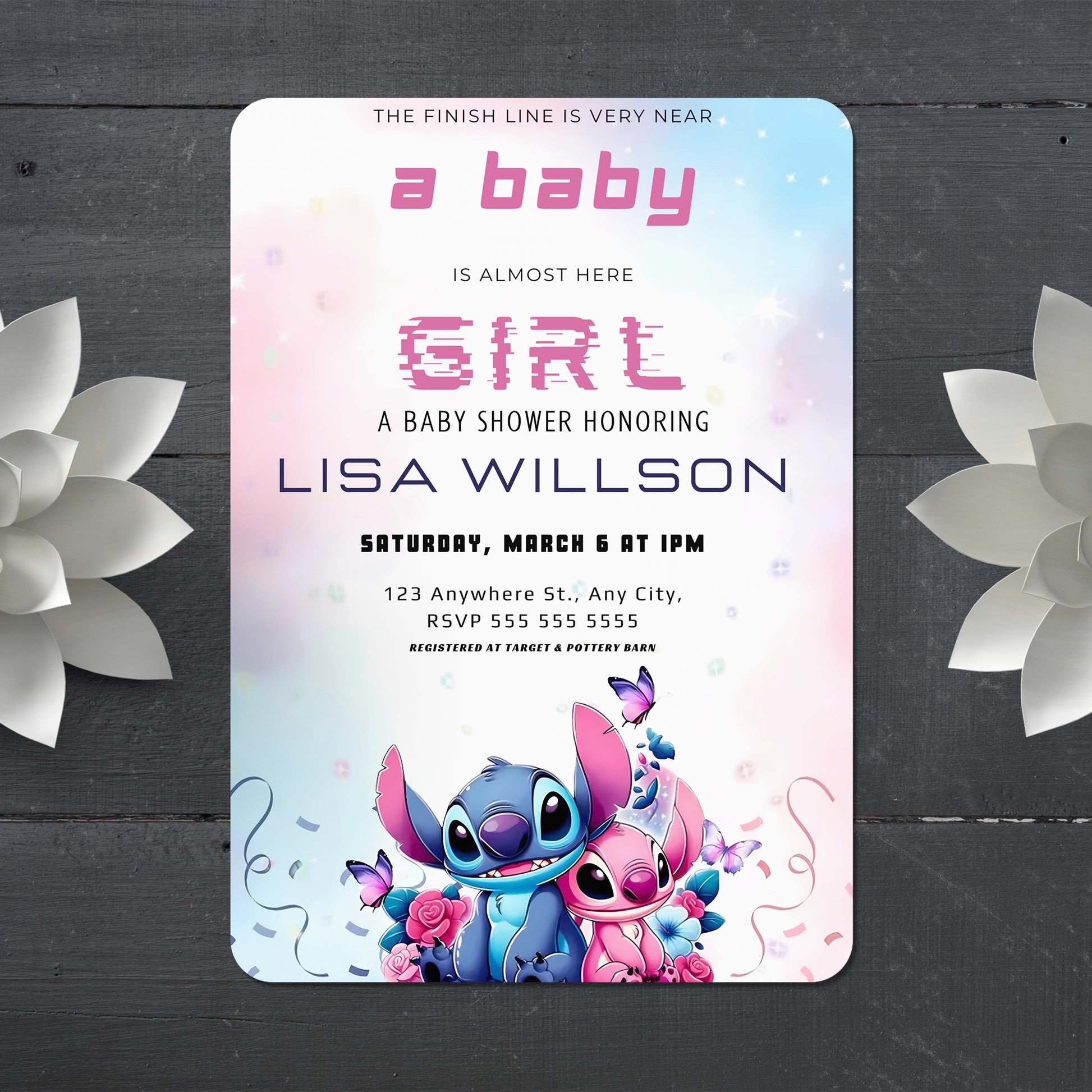 Lilo And Stitch Gender Reveal Invitations - CreativeRino