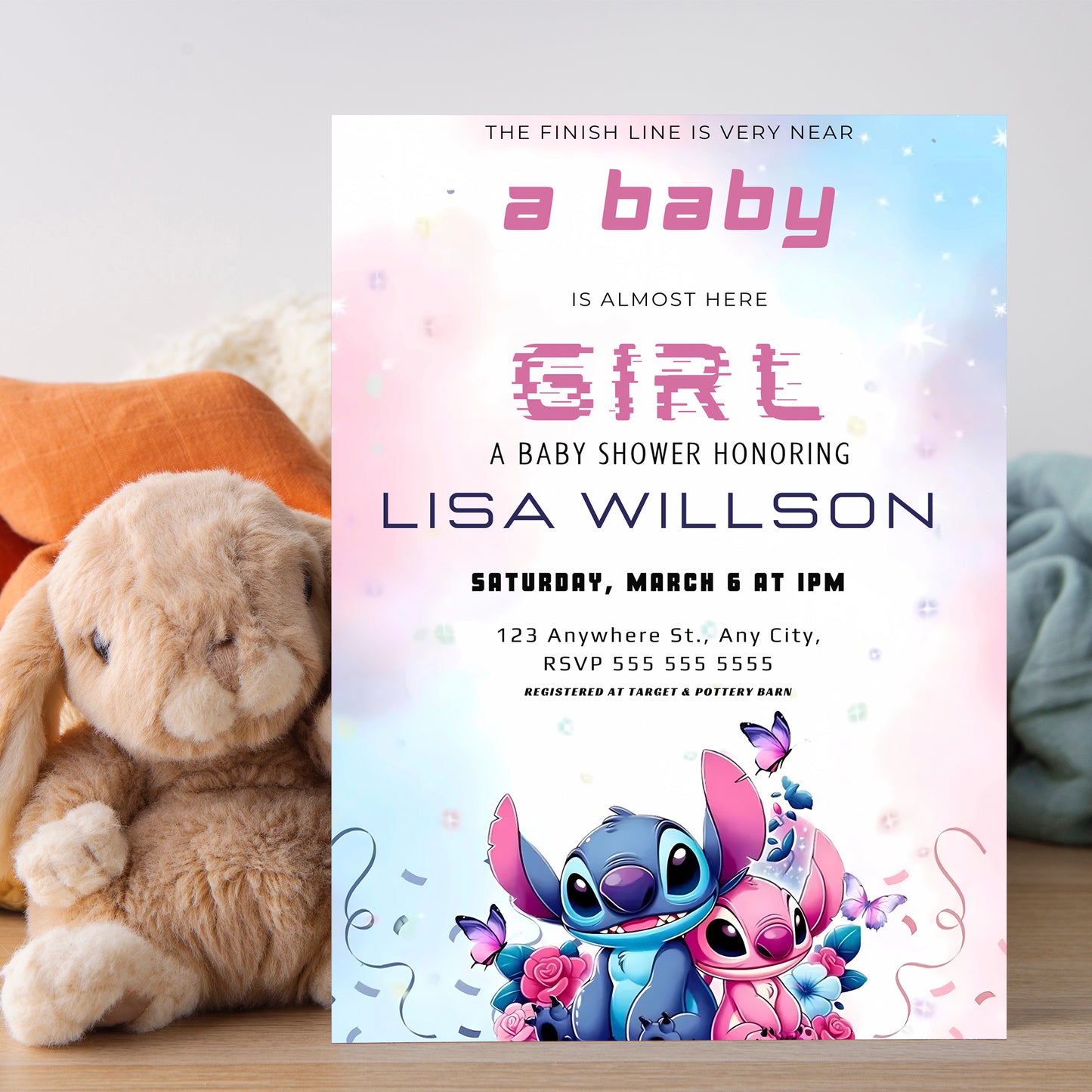 Lilo And Stitch Gender Reveal Invitations - CreativeRino