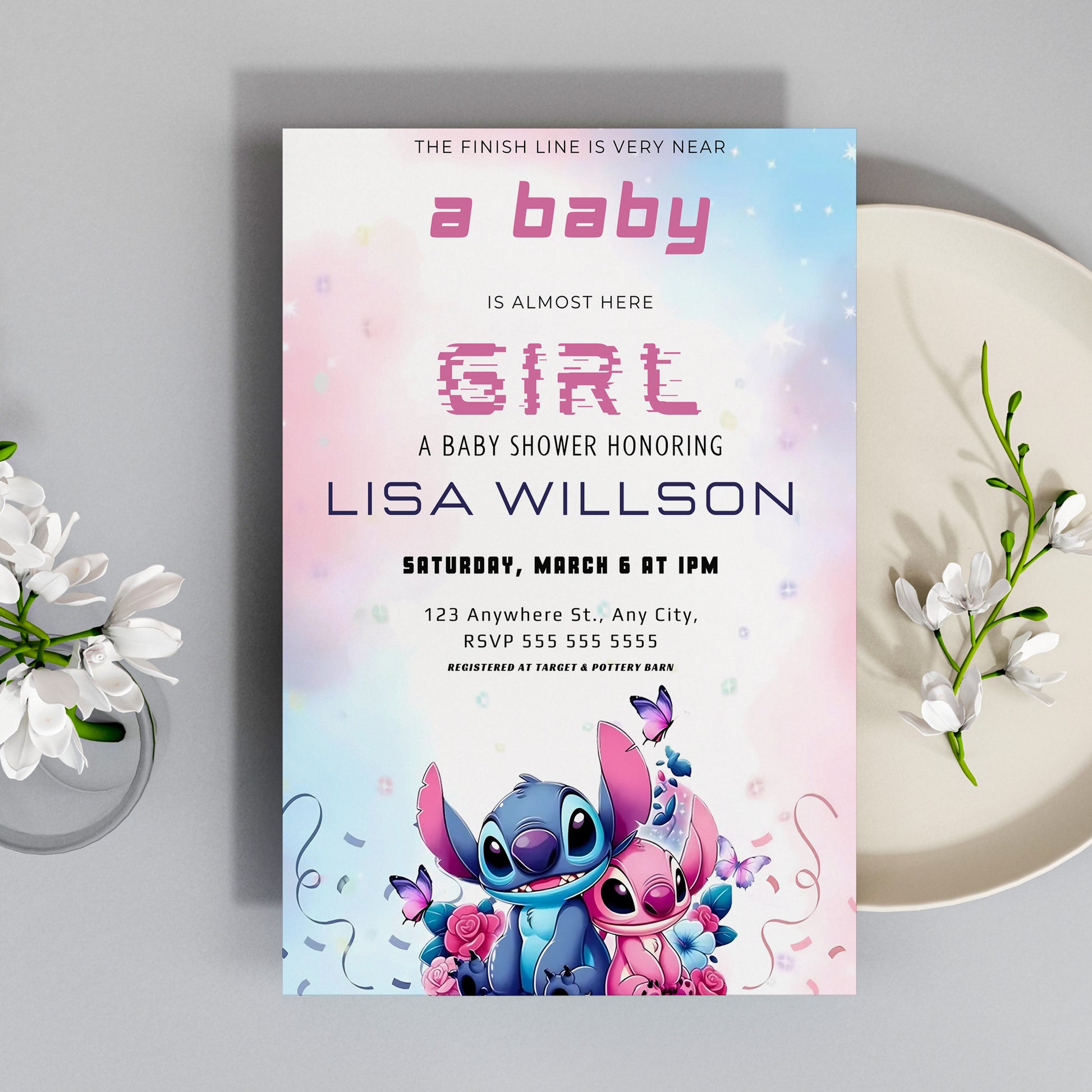 Lilo And Stitch Gender Reveal Invitations - CreativeRino