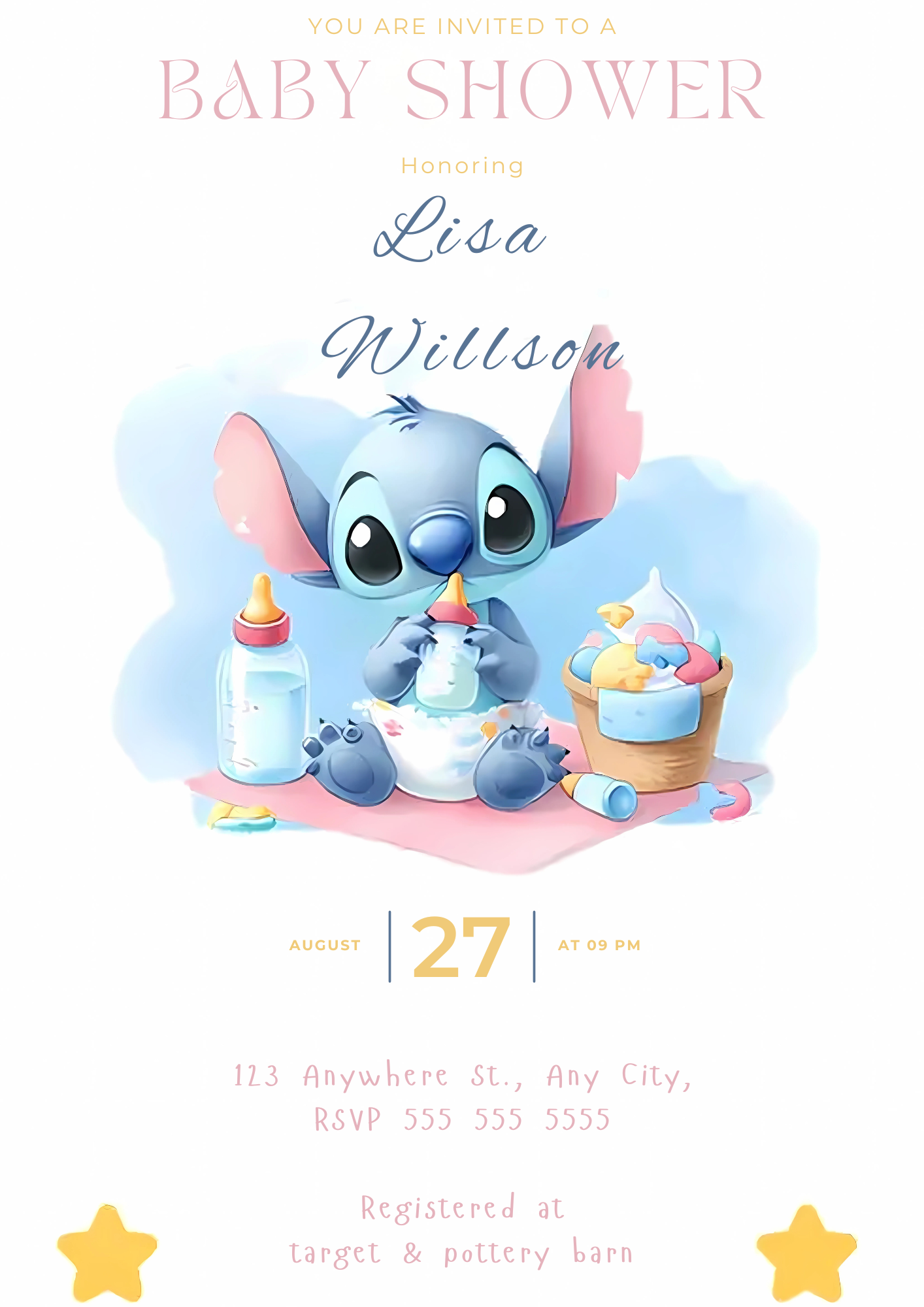 Lilo And Stitch Baby Shower Invites - CreativeRino