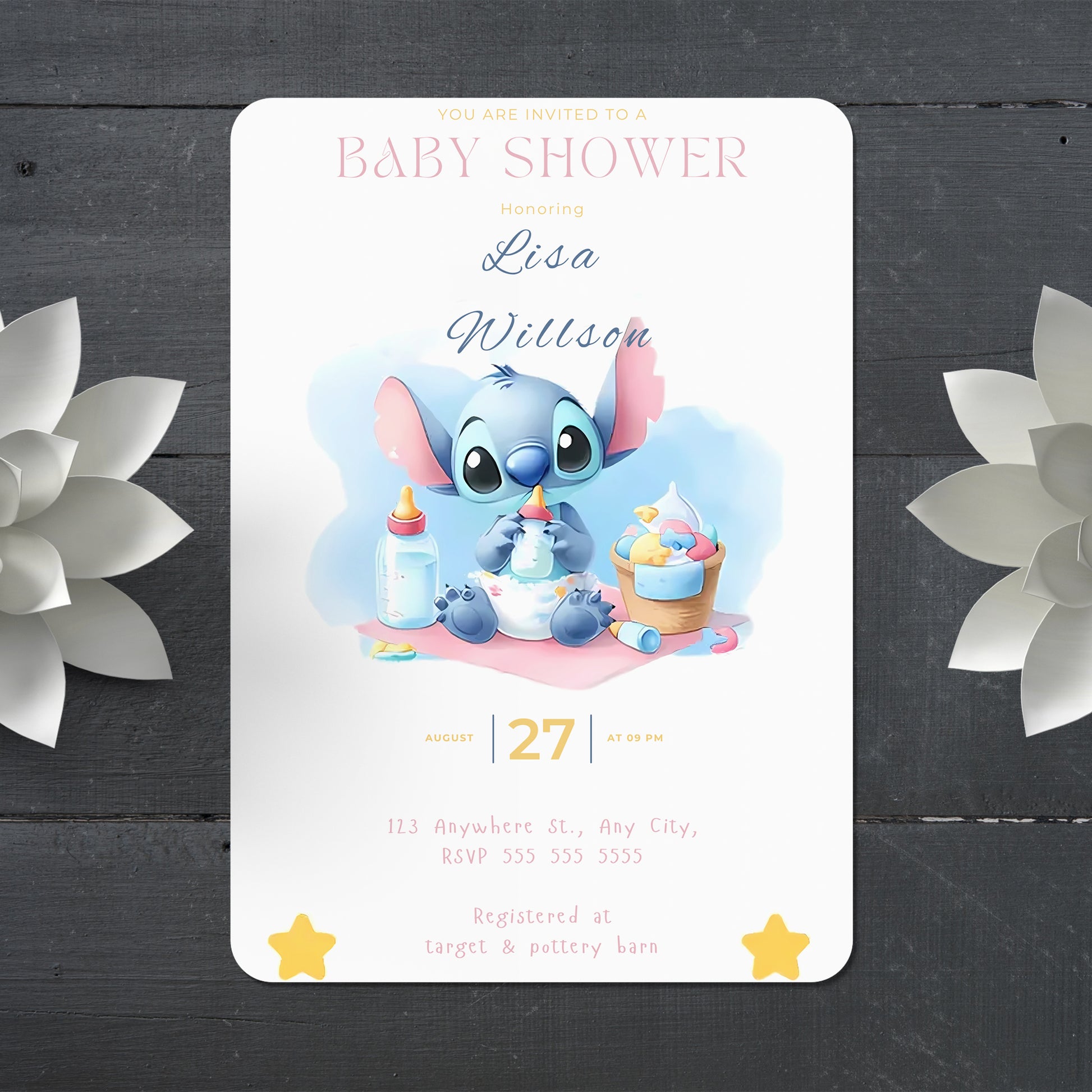 Lilo And Stitch Baby Shower Invites - CreativeRino