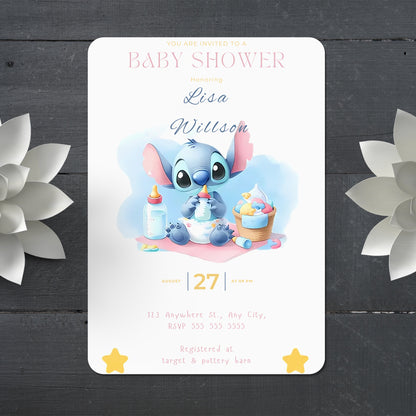 Lilo And Stitch Baby Shower Invites - CreativeRino