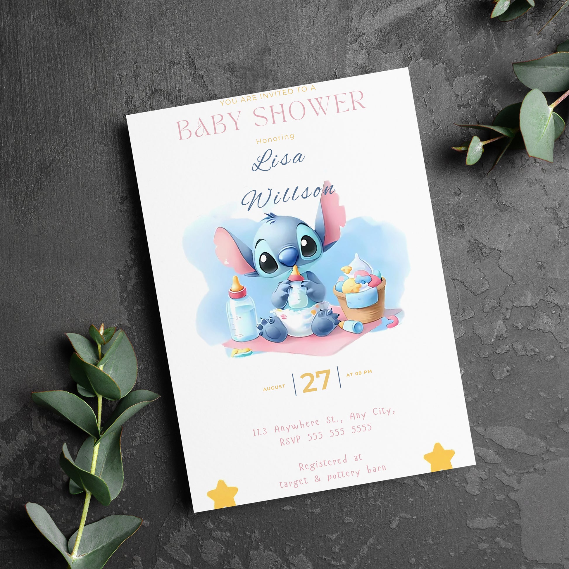 Lilo And Stitch Baby Shower Invites - CreativeRino