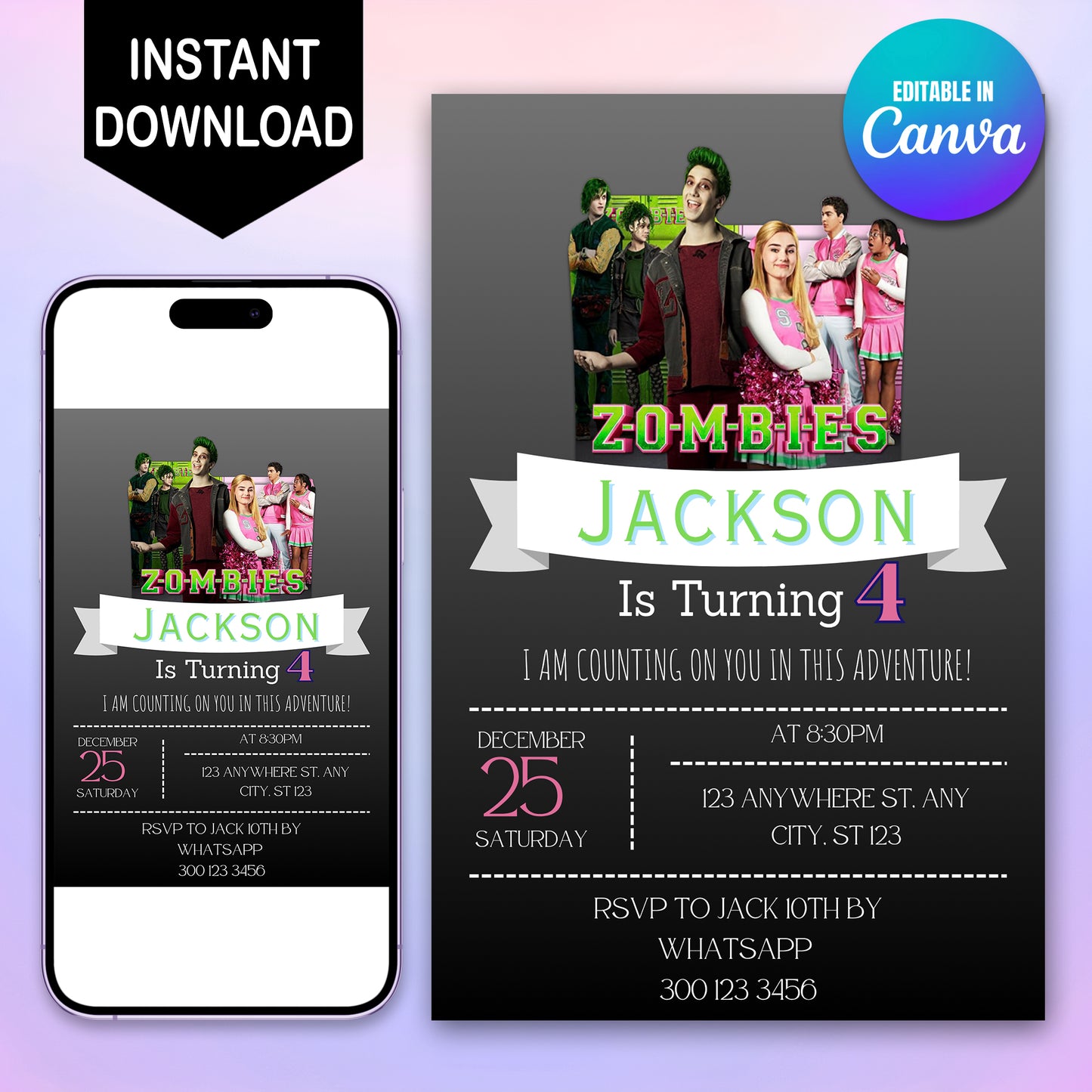 Disney Zombies Birthday Invitations - CreativeRino