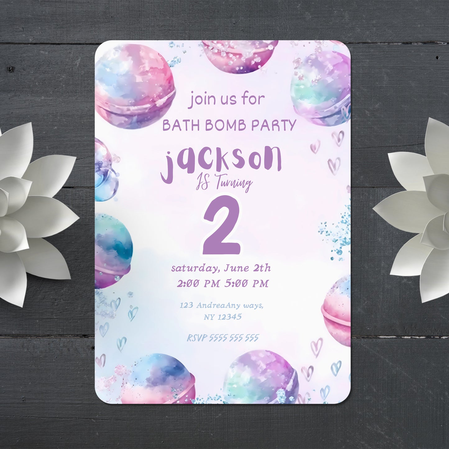 Bath Bomb Birthday Party Invitation - CreativeRino