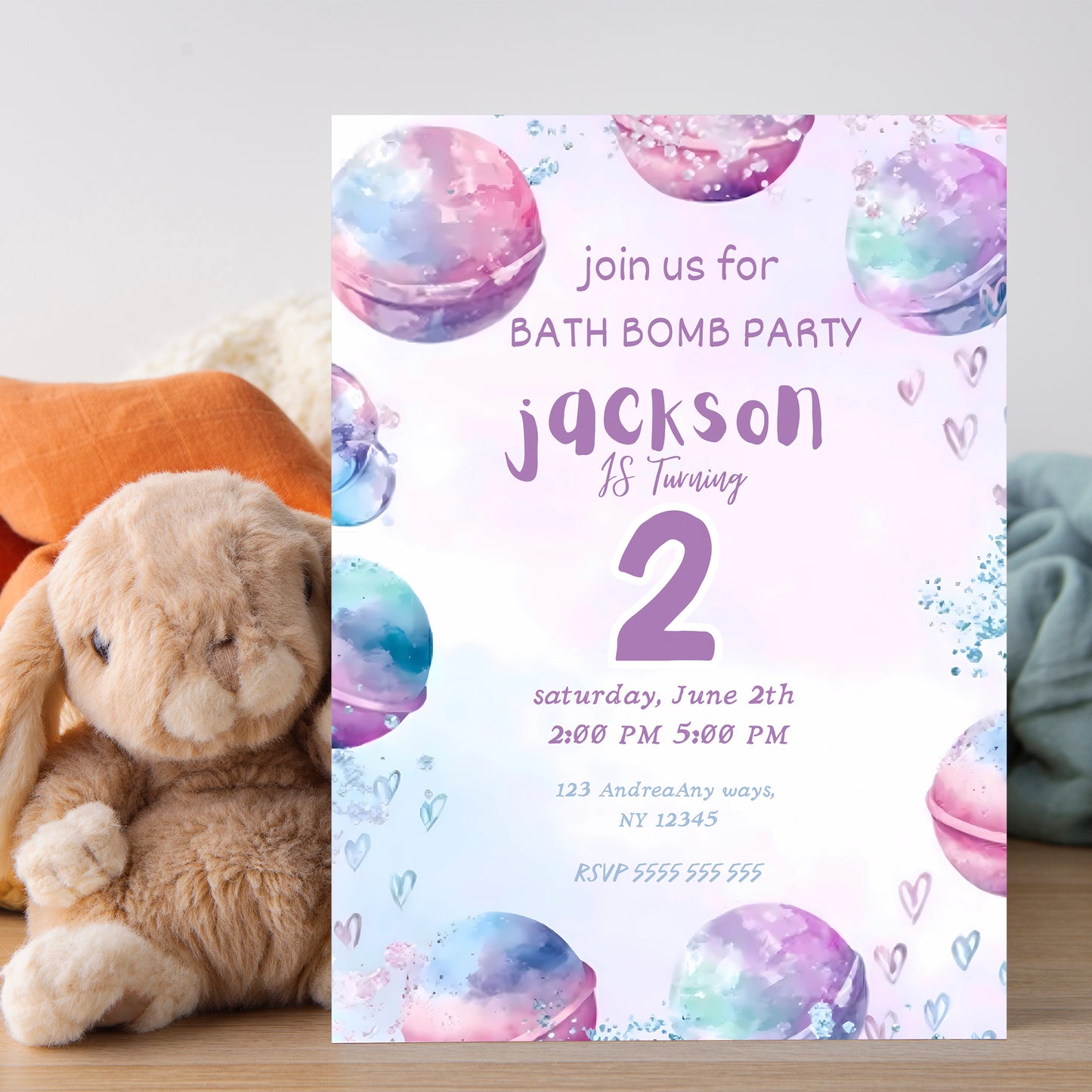Bath Bomb Birthday Party Invitation - CreativeRino