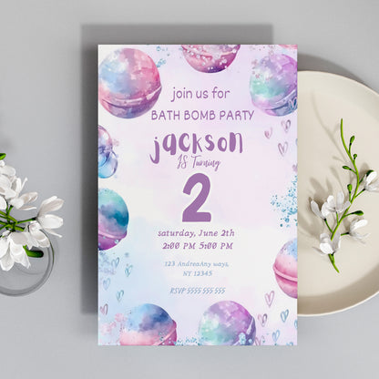 Bath Bomb Birthday Party Invitation - CreativeRino