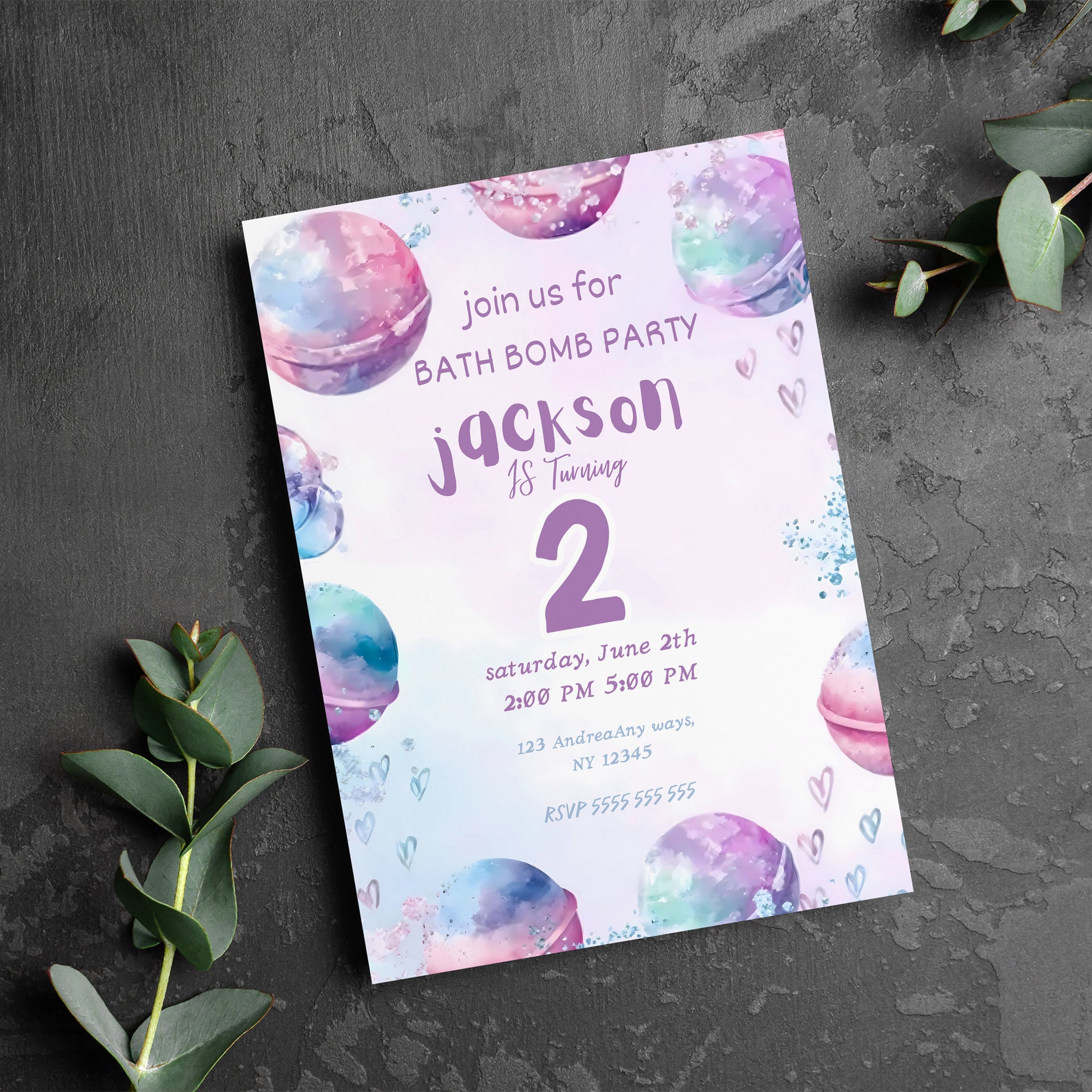 Bath Bomb Birthday Party Invitation - CreativeRino