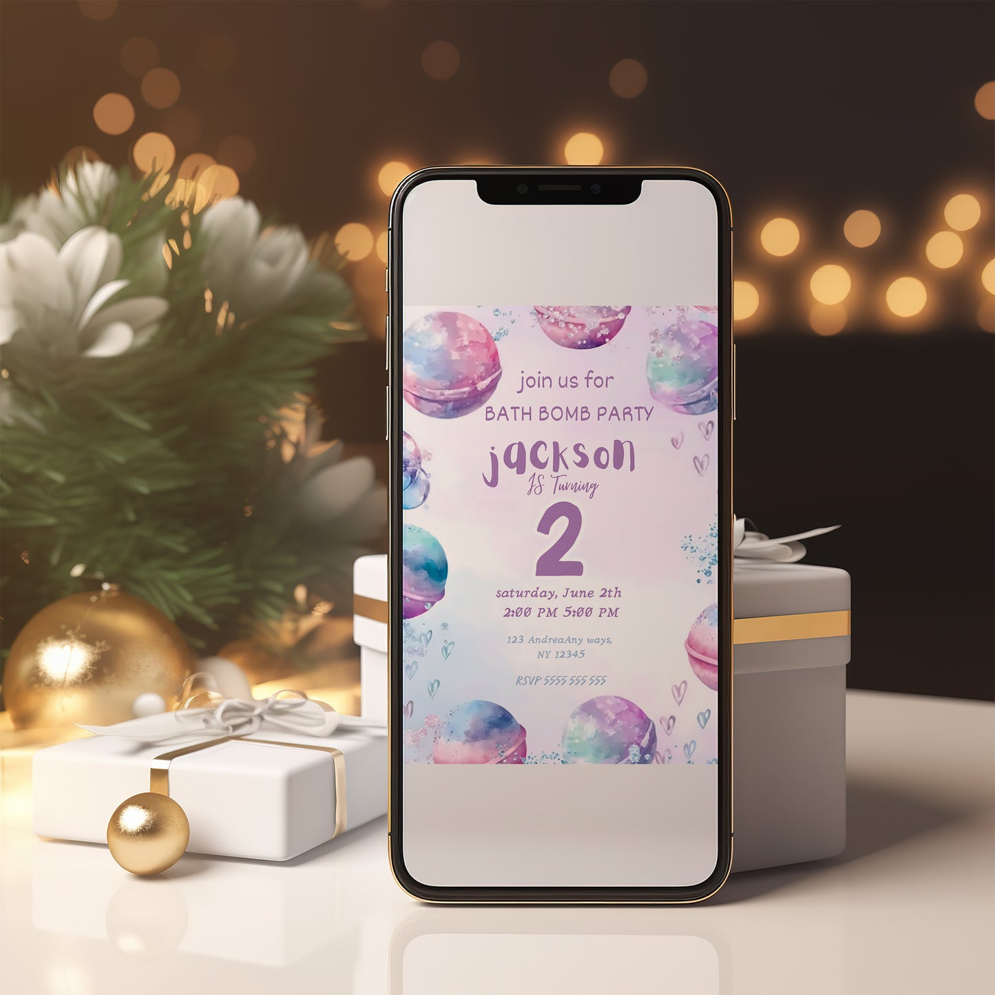 Bath Bomb Birthday Party Invitation - CreativeRino