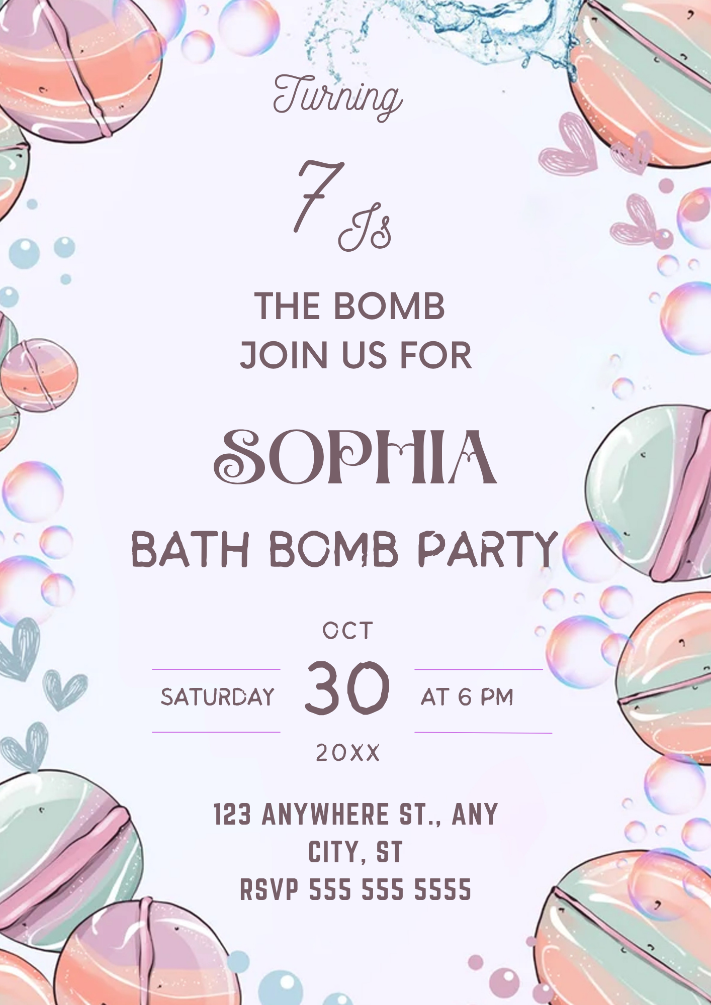 Bath Bomb Birthday Invitation - CreativeRino