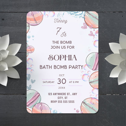 Bath Bomb Birthday Invitation - CreativeRino