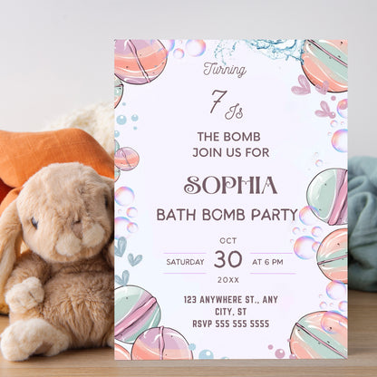 Bath Bomb Birthday Invitation - CreativeRino