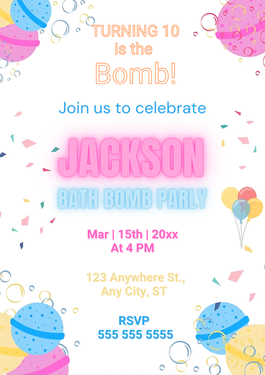 Bath Bomb Invitation - CreativeRino