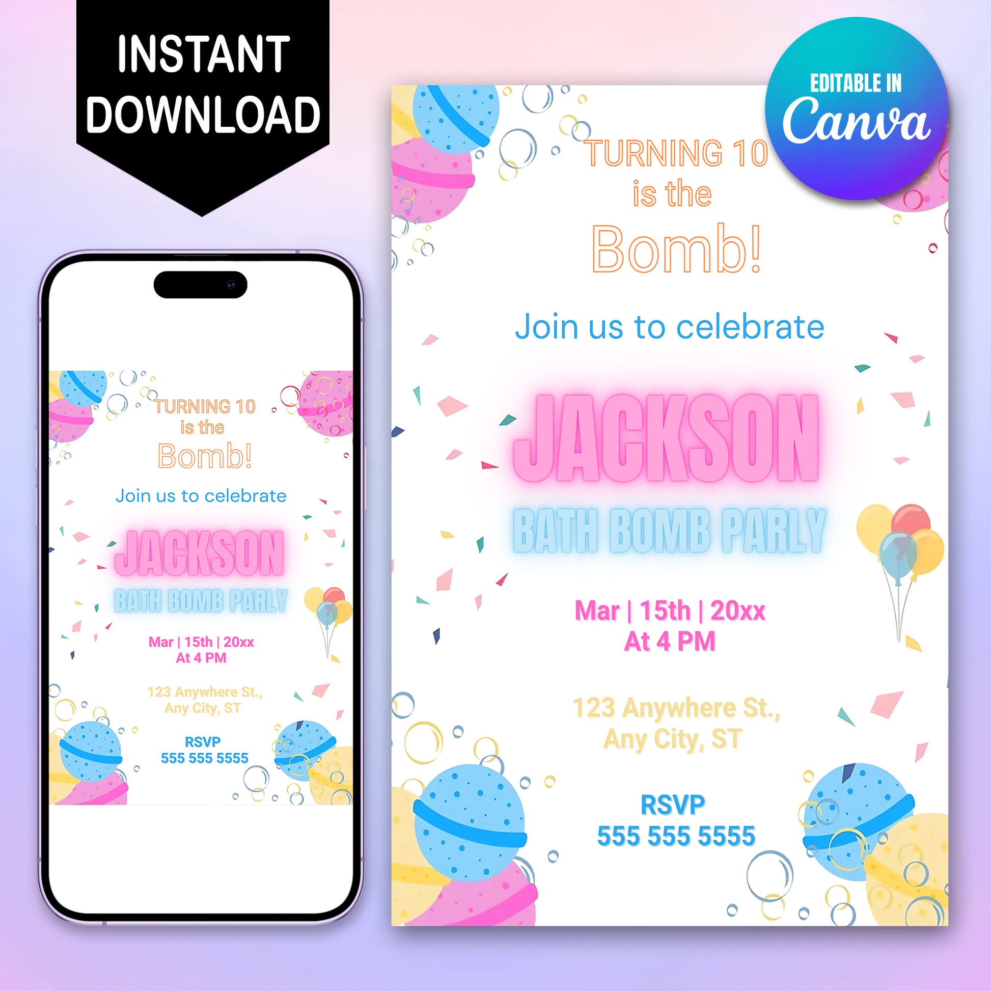 Bath Bomb Invitation - CreativeRino