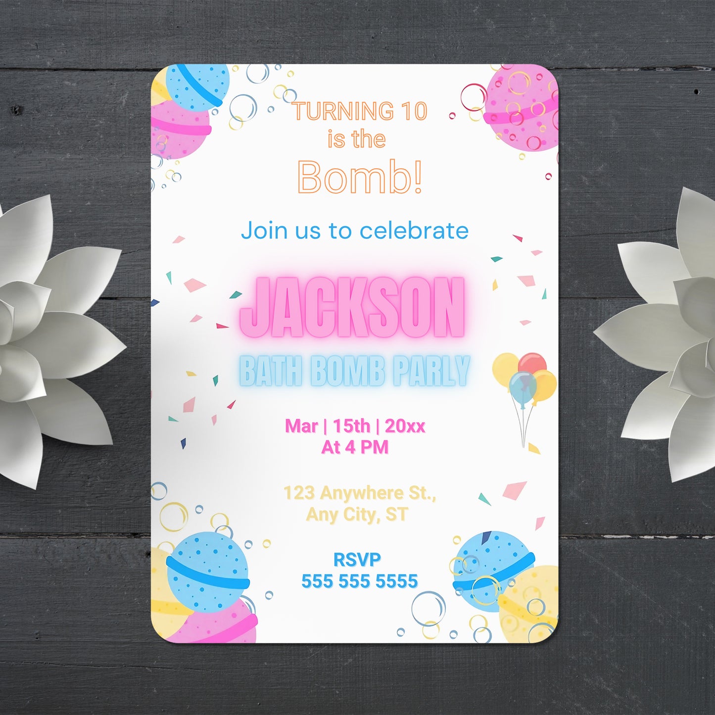 Bath Bomb Invitation - CreativeRino