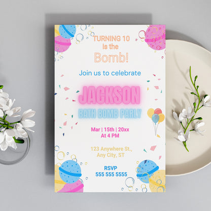 Bath Bomb Invitation - CreativeRino