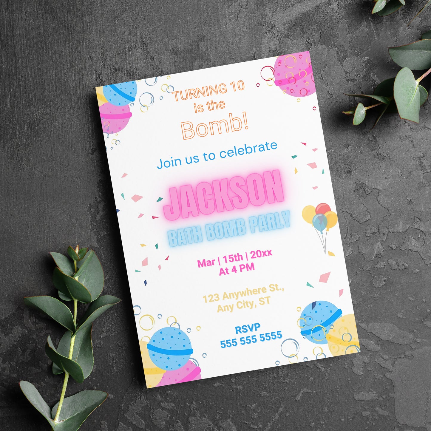 Bath Bomb Invitation - CreativeRino