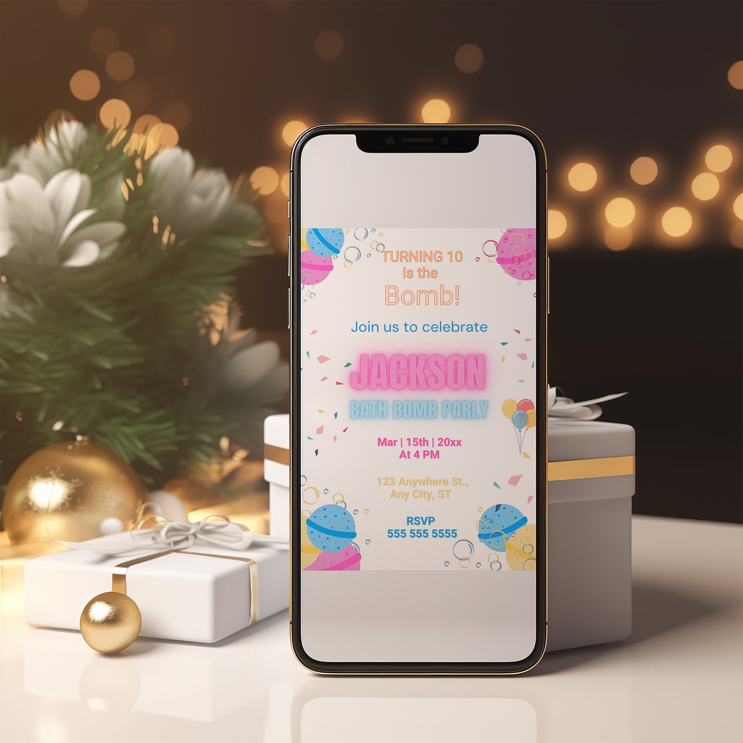 Bath Bomb Invitation - CreativeRino