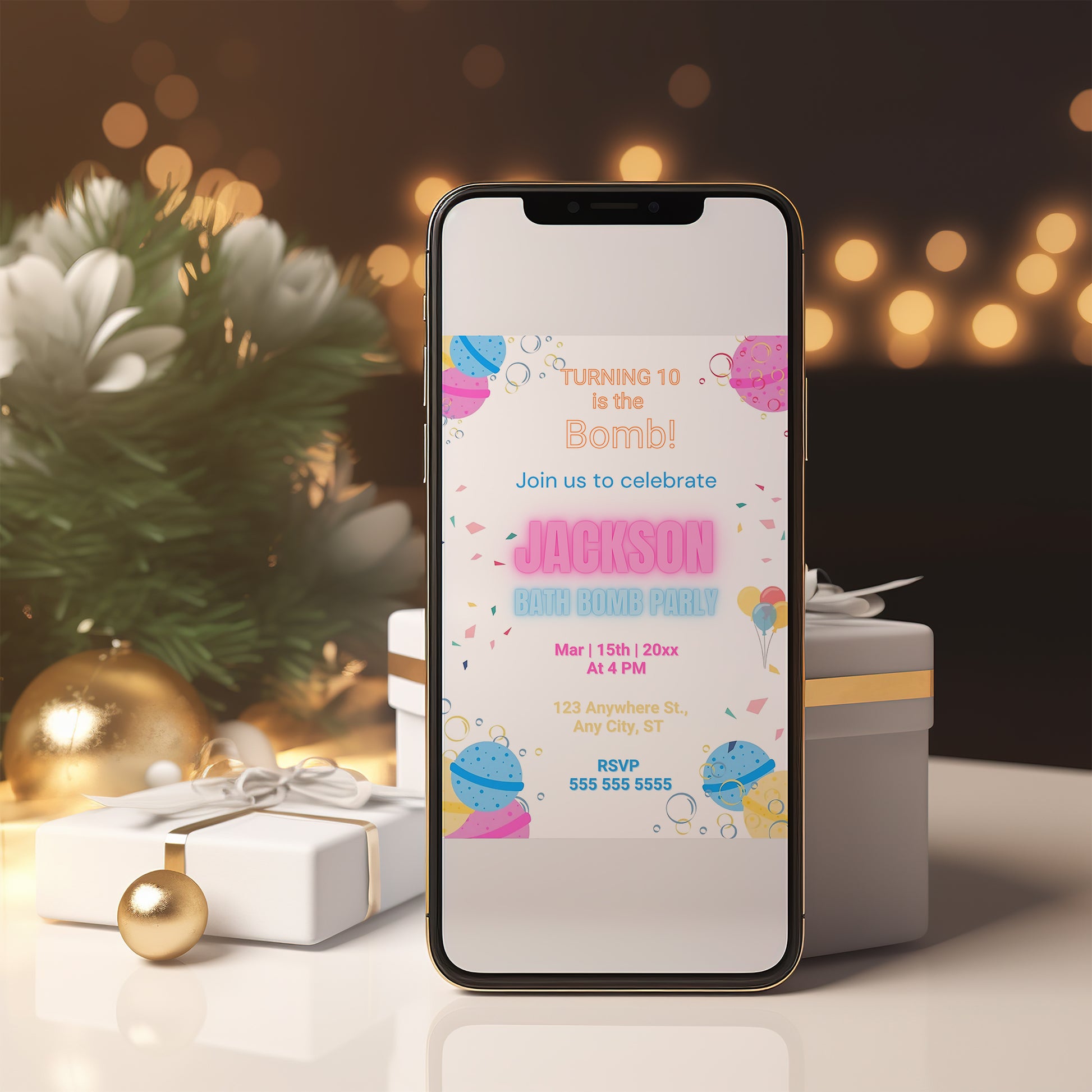 Bath Bomb Invitation - CreativeRino