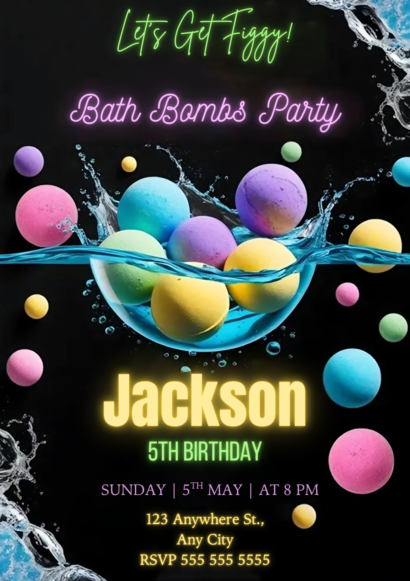 Digital Bath Bomb Birthday Invitation - CreativeRino