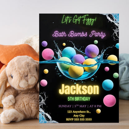 Digital Bath Bomb Birthday Invitation - CreativeRino