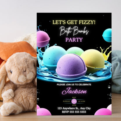Bath Bomb Birthday Invite - CreativeRino
