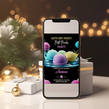 Bath Bomb Birthday Invite - CreativeRino