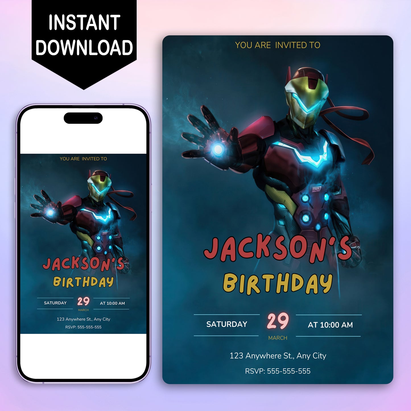 Iron Man Birthday Invitation Template - CreativeRino