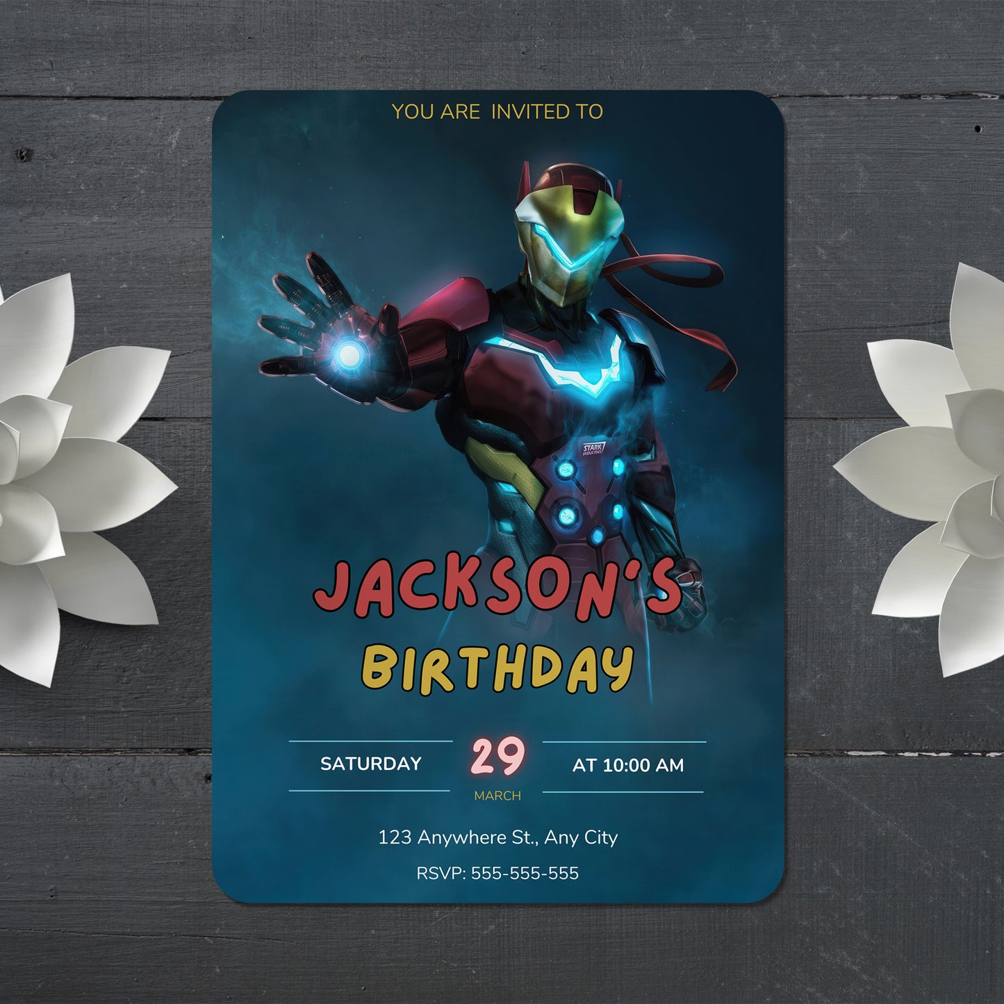 Iron Man Birthday Invitation Template - CreativeRino