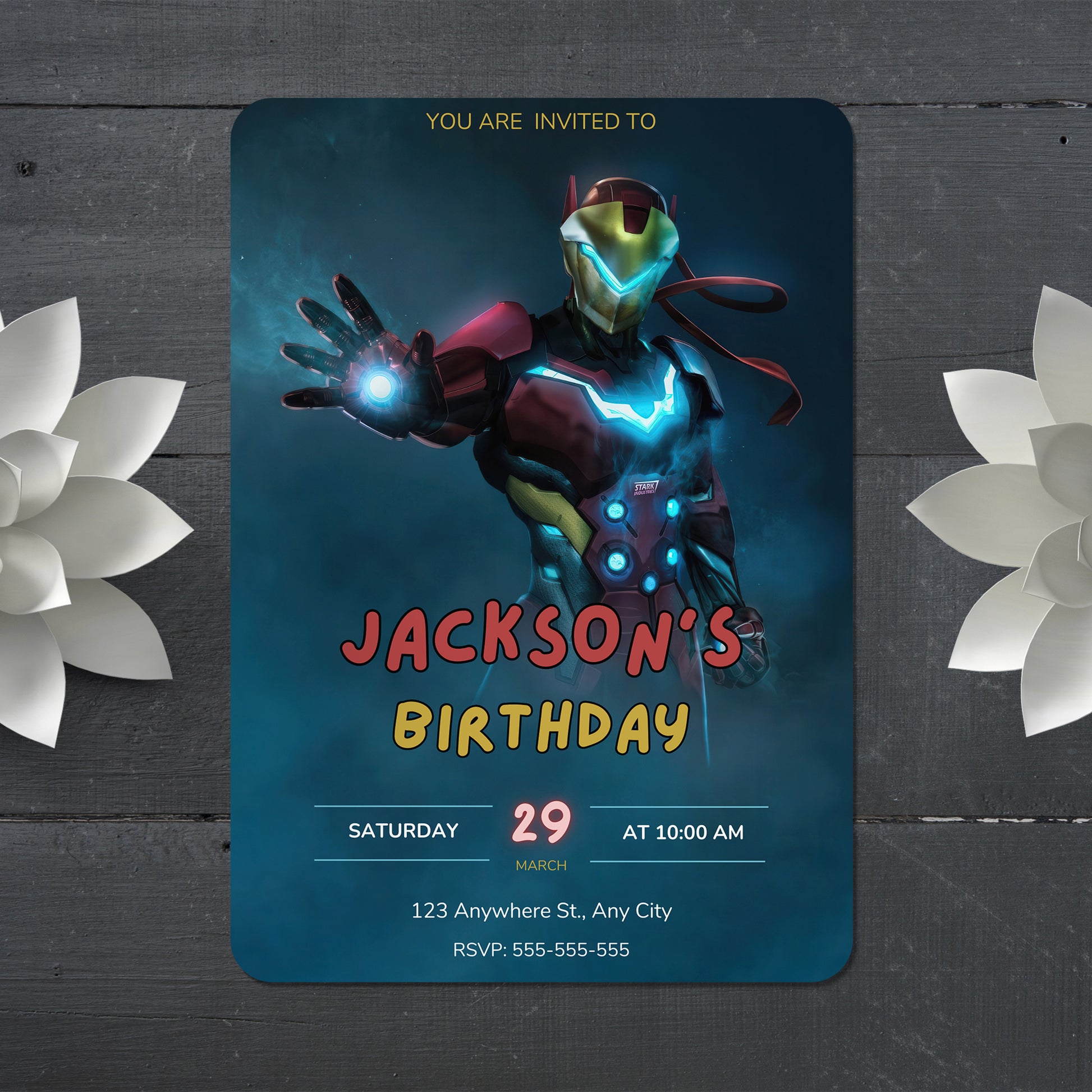 Iron Man Birthday Invitation Template - CreativeRino