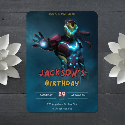 Iron Man Birthday Invitation Template - CreativeRino
