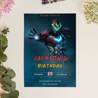 Iron Man Birthday Invitation Template - CreativeRino