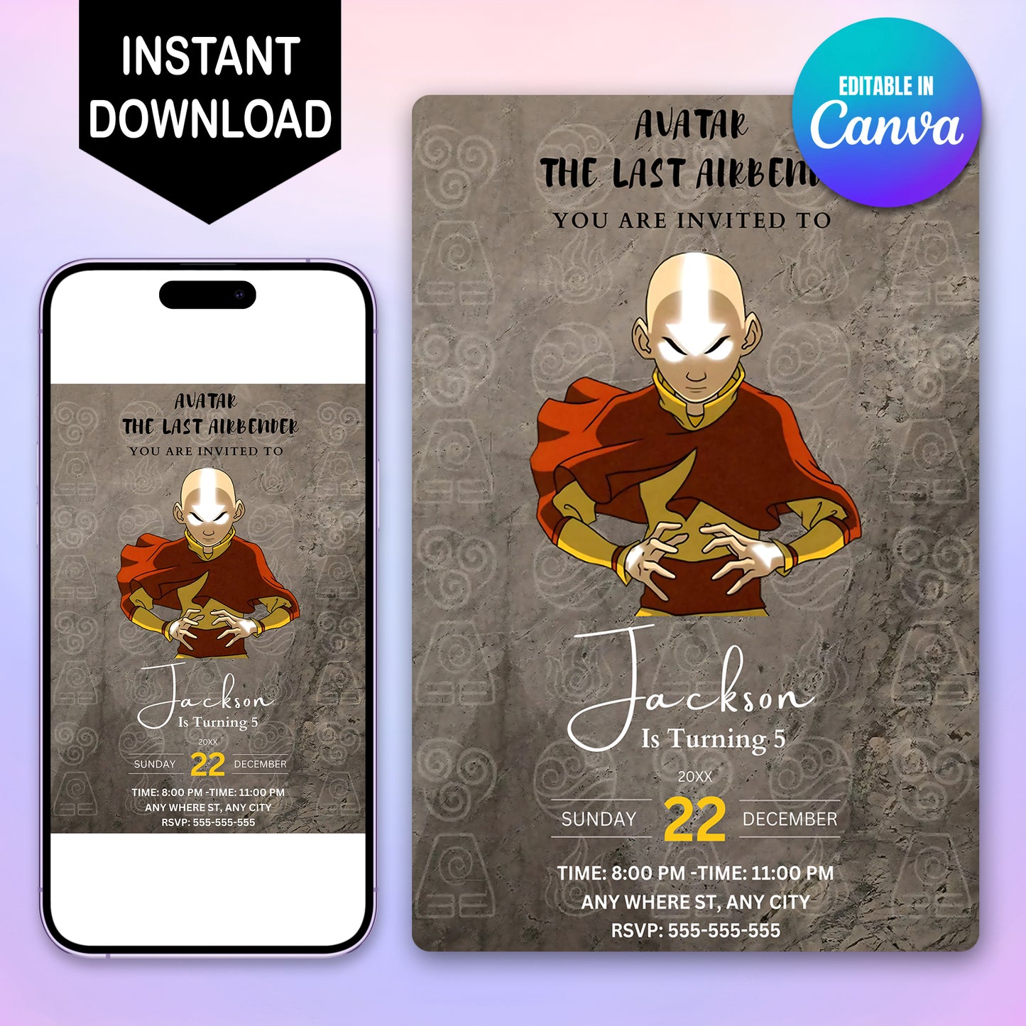 Avatar The Last Airbender Party Invitations - CreativeRino