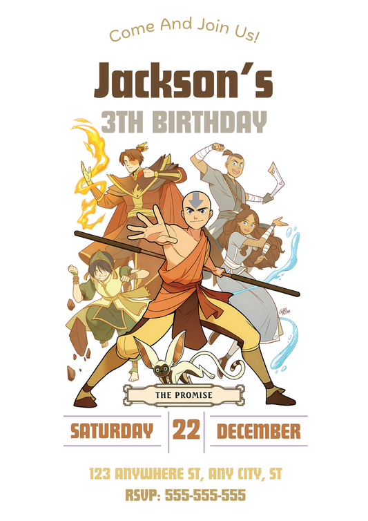 Avatar The Last Airbender Invite - CreativeRino