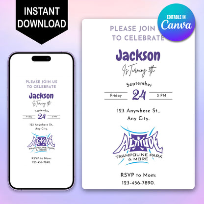 Altitude Trampoline Park Invitations - CreativeRino