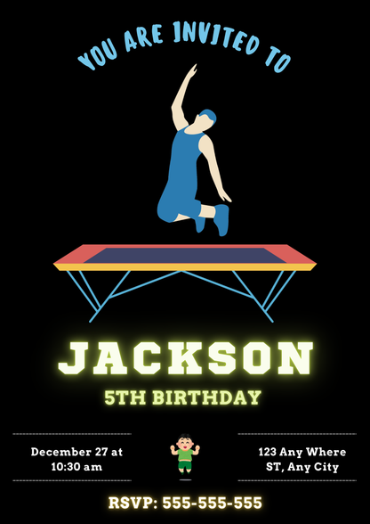 Altitude Trampoline Park Birthday Invitation - CreativeRino