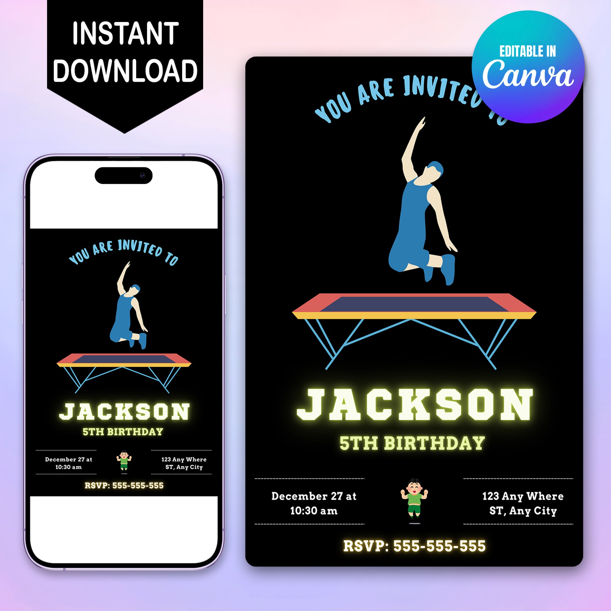 Altitude Trampoline Park Birthday Invitation - CreativeRino