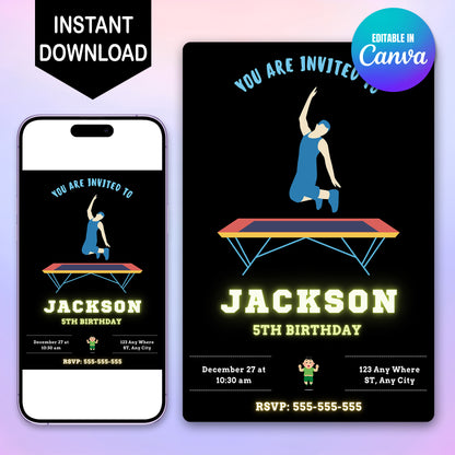 Altitude Trampoline Park Birthday Invitation - CreativeRino