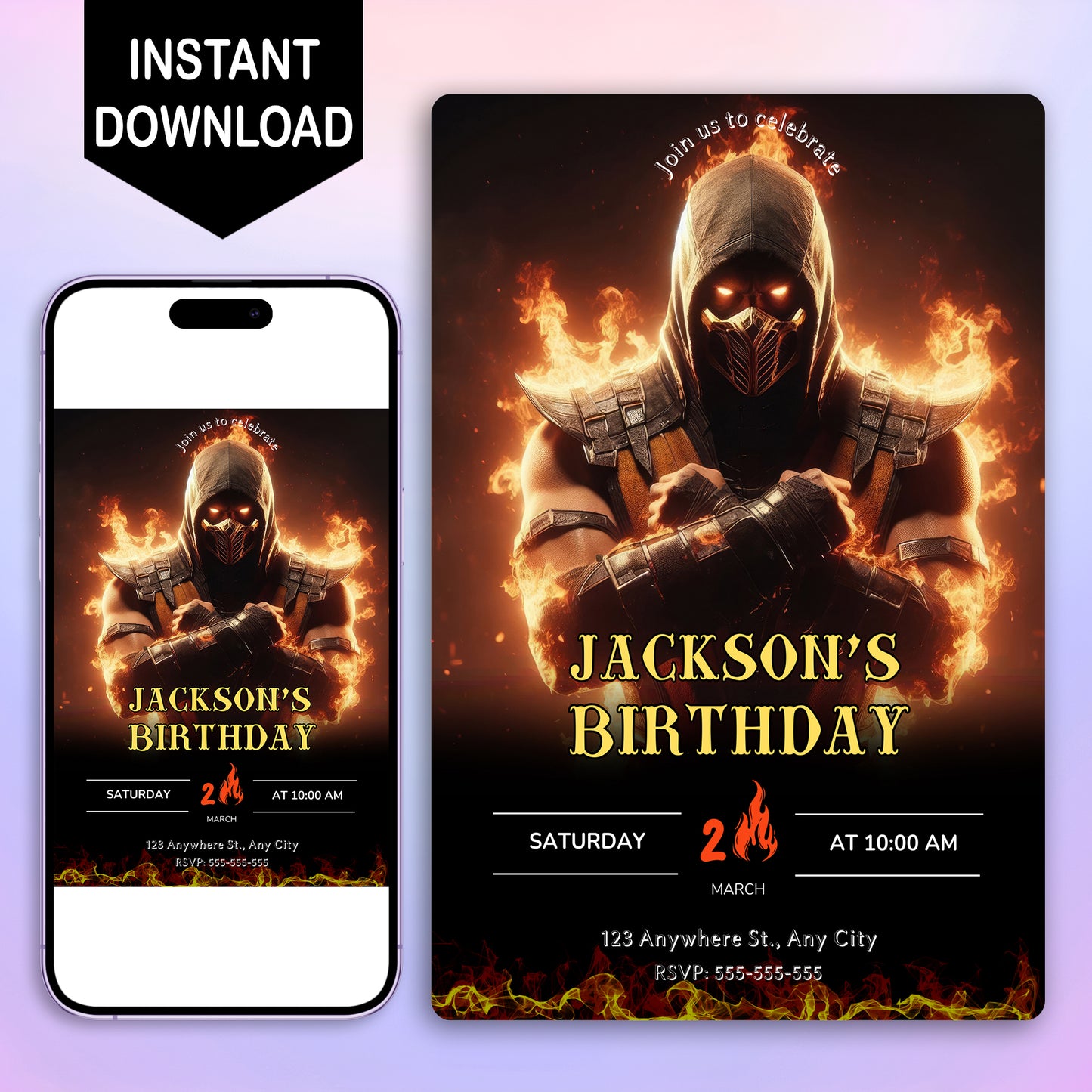 Mortal Kombat Birthday Invitation Template - CreativeRino