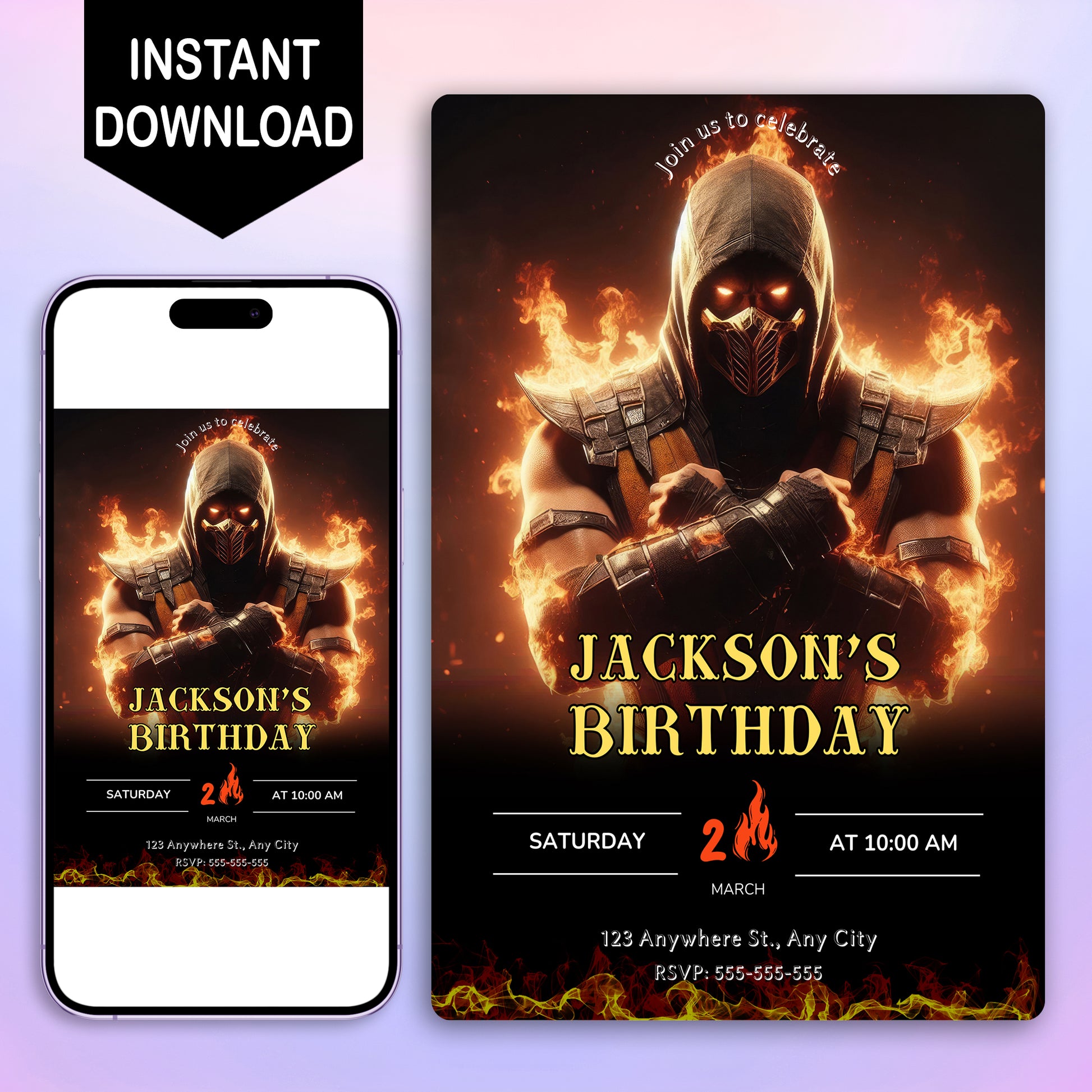 Mortal Kombat Birthday Invitation Template - CreativeRino